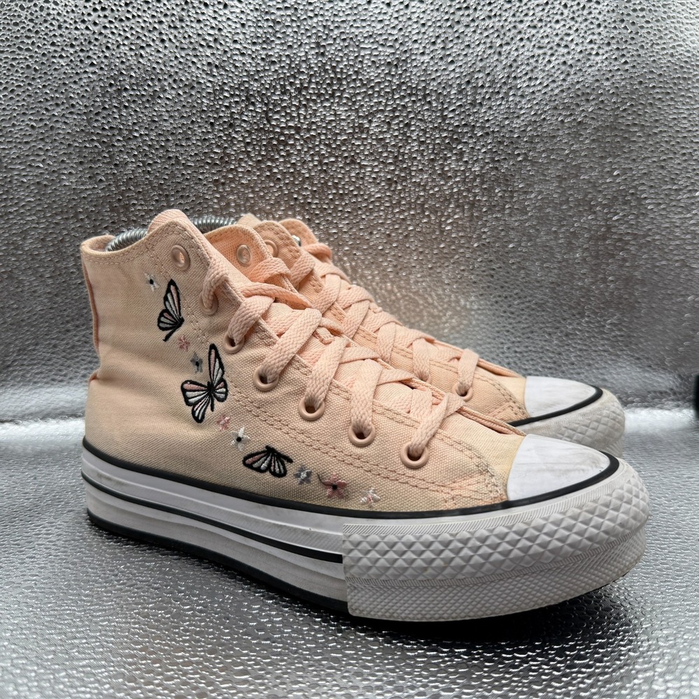 Size 3 Converse CTAS EVA Lift High Butterflies Pink Peach Youth Sneaker A07356C